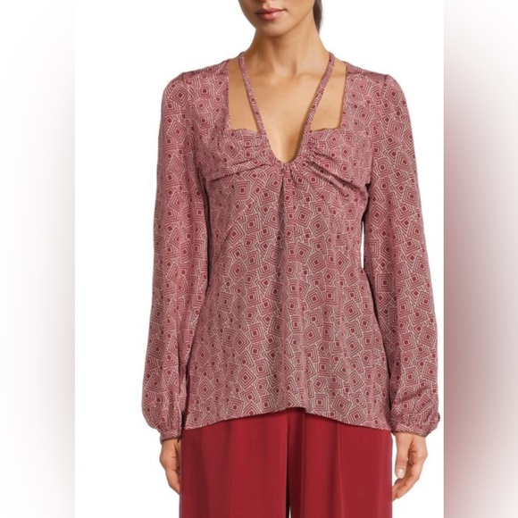 Equipment Femme Arden Red Geometric Blouse